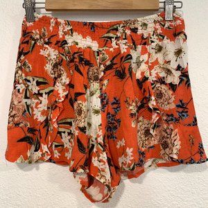Cotton On Floral Shorts Elastic Waist Coral MultiColor Lightweight Womens Sz S/P